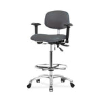 Eo2 Concepts Class 100 Vinyl Cleanroom Chair, Desk-Height, 18" to 23", Seat Tilt, Adjustable Armrests, Casters, Charcoal - NCR-VDHCH-CR-T1-A1-CC-8605 - 1 Each