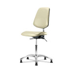 Eo2 Concepts NCR-VDHCH-MB-CR-T1-A0-RG-8501 Class 100 Vinyl Cleanroom Chair with Medium Back, Desk-Height, 18" to 23", Seat Tilt, No Armrests, Glides, Adobe White - 1 Each