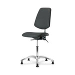 Eo2 Concepts NCR-VDHCH-MB-CR-T1-A0-RG-8605 Class 100 Vinyl Cleanroom Chair with Medium Back, Desk-Height, 18" to 23", Seat Tilt, No Armrests, Glides, Charcoal - 1 Each