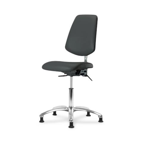 Eo2 Concepts NCR-VDHCH-MB-CR-T1-A0-RG-8605 Class 100 Vinyl Cleanroom Chair with Medium Back, Desk-Height, 18" to 23", Seat Tilt, No Armrests, Glides, Charcoal - 1 Each