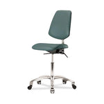 Eo2 Concepts NCR-VDHCH-MB-CR-T1-A0-CC-8546 Class 100 Vinyl Cleanroom Chair with Medium Back, Desk-Height, 18" to 23", Seat Tilt, No Armrests, Casters, Colonial Blue - 1 Each