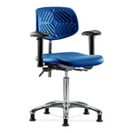 E Com Seatin E Seating Class 100 Cleanroom Medium Bench-Height Chair, Polyurethane, Seat Tilt, Arms, Glides, Blue - NCR-PMBCH-CR-T1-A1-NF-RG-BLU - 1 Each