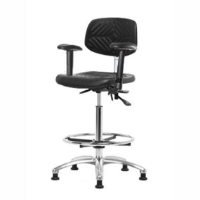 Eo2 Concepts Class 100 Cleanroom PU High Bench-Height Chairs NCR-PHBCH-CR-T1-A1-CF-RG-BLK - 1.0 Each