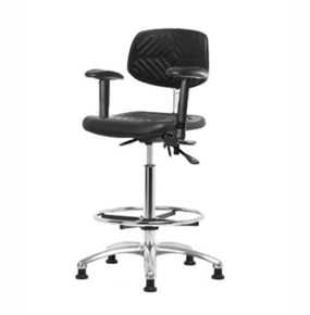 Eo2 Concepts Class 100 Cleanroom PU High Bench-Height Chairs NCR-PHBCH-CR-T0-A1-CF-RG-BLK - 1.0 Each