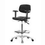 Eo2 Concepts Class 100 Cleanroom PU High Bench-Height Chairs NCR-PHBCH-CR-T1-A1-CF-CC-BLK - 1.0 Each