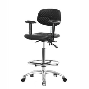 Eo2 Concepts Class 100 Cleanroom PU High Bench-Height Chairs NCR-PHBCH-CR-T1-A1-CF-CC-BLK - 1.0 Each