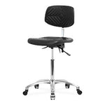 E Com Seatin Cleanroom Bench-Height Medium Bench Height Chair, Polyurethane, Seat Tilt, Chrome Frame, No Footring, Black - NCR-PMBCH-CR-T1-A0-NF-CC-BLK - 1 Each