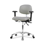 Eo2 Concepts Class 100 Vinyl Cleanroom Chair, Desk-Height, 18" to 23", Seat Tilt, Adjustable Armrests, Casters, Dove - NCR-VDHCH-CR-T1-A1-CC-8567 - 1 Each