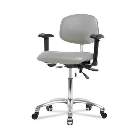 Eo2 Concepts Class 100 Vinyl Cleanroom Chair, Desk-Height, 18" to 23", Seat Tilt, Adjustable Armrests, Casters, Dove - NCR-VDHCH-CR-T1-A1-CC-8567 - 1 Each