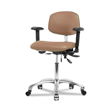 Eo2 Concepts Class 100 Vinyl Cleanroom Chair, Desk-Height, 18" to 23", Seat Tilt, Adjustable Armrests, Casters, Taupe - NCR-VDHCH-CR-T1-A1-CC-8584 - 1 Each