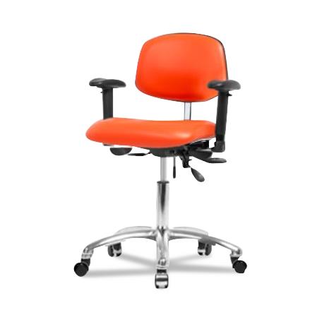 Eo2 Concepts Class 100 Vinyl Cleanroom Chair, Desk-Height, 18" to 23", Seat Tilt, Adjustable Armrests, Casters, Orange Kist - NCR-VDHCH-CR-T1-A1-CC-8613 - 1 Each