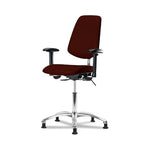 Eo2 Concepts NCR-VDHCH-MB-CR-T1-A1-RG-8569 Class 100 Vinyl Cleanroom Chair with Medium Back, Desk-Height, 18" to 23", Seat Tilt, Adjustable Armrests, Glides, Burgundy - 1 Each