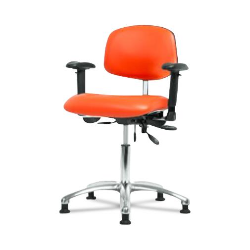 Eo2 Concepts Class 100 Vinyl Cleanroom Chair, Desk-Height, 18" to 23", No Seat Tilt, Adjustable Armrests, Glides, Orange Kist - NCR-VDHCH-CR-T0-A1-RG-8613 - 1 Each