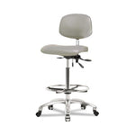 Eo2 Concepts NCR-VHBCH-CR-T0-A0-CF-CC-8567 Class 100 Vinyl Cleanroom Chair with Chrome Foot Ring, High Bench-Height, 26" to 35.5", No Seat Tilt, No Armrests, Casters, Dove - 1 Each