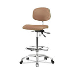 Eo2 Concepts NCR-VHBCH-CR-T0-A0-CF-CC-8584 Class 100 Vinyl Cleanroom Chair with Chrome Foot Ring, High Bench-Height, 26" to 35.5", No Seat Tilt, No Armrests, Casters, Taupe - 1 Each