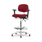 Eo2 Concepts NCR-VHBCH-CR-T0-A1-CF-RG-8569 Class 100 Vinyl Cleanroom Chair with Chrome Foot Ring, High Bench-Height, 26" to 35.5", No Seat Tilt, Adjustable Armrests, Glides, Burgundy - 1 Each