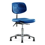 E Com Seatin Class 100 Cleanroom Desk Chair, Polyurethane, Seat Tilt, Glides, Blue - NCR-PDHCH-CR-T1-A0-RG-BLU - 1 Each