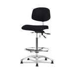 Eo2 Concepts NCR-VHBCH-CR-T1-A0-CF-RG-8540 Class 100 Vinyl Cleanroom Chair with Chrome Foot Ring, High Bench-Height, 26" to 35.5", Seat Tilt, No Armrests, Glides, Black - 1 Each