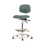Eo2 Concepts NCR-VHBCH-CR-T0-A0-CF-RG-8546 Class 100 Vinyl Cleanroom Chair with Chrome Foot Ring, High Bench-Height, 26" to 35.5", No Seat Tilt, No Armrests, Glides, Colonial Blue - 1 Each