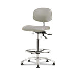 Eo2 Concepts NCR-VHBCH-CR-T0-A0-CF-RG-8567 Class 100 Vinyl Cleanroom Chair with Chrome Foot Ring, High Bench-Height, 26" to 35.5", No Seat Tilt, No Armrests, Glides, Dove - 1 Each