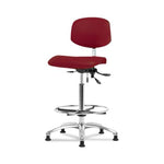 Eo2 Concepts NCR-VHBCH-CR-T0-A0-CF-RG-8569 Class 100 Vinyl Cleanroom Chair with Chrome Foot Ring, High Bench-Height, 26" to 35.5", No Seat Tilt, No Armrests, Glides, Burgundy - 1 Each
