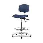 Eo2 Concepts NCR-VHBCH-CR-T0-A0-CF-RG-8582 Class 100 Vinyl Cleanroom Chair with Chrome Foot Ring, High Bench-Height, 26" to 35.5", No Seat Tilt, No Armrests, Glides, Imperial Blue - 1 Each