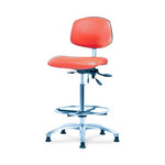 Eo2 Concepts NCR-VHBCH-CR-T0-A0-CF-RG-8613 Class 100 Vinyl Cleanroom Chair with Chrome Foot Ring, High Bench-Height, 26" to 35.5", No Seat Tilt, No Armrests, Glides, Orange Kist - 1 Each