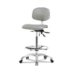 Eo2 Concepts NCR-VHBCH-CR-T1-A0-CF-CC-8567 Class 100 Vinyl Cleanroom Chair with Chrome Foot Ring, High Bench-Height, 26" to 35.5", Seat Tilt, No Armrests, Casters, Dove - 1 Each