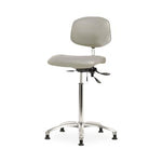 Eo2 Concepts NCR-VMBCH-CR-T1-A0-NF-RG-8567 Class 100 Cleanroom Medium Bench-Height Chair, Vinyl, Seat Tilt, Chrome Frame, Glides, Dove - 1 Each