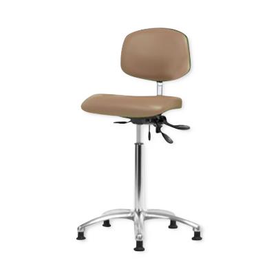 Eo2 Concepts NCR-VMBCH-CR-T1-A0-NF-RG-8584 Class 100 Cleanroom Medium Bench-Height Chair, Vinyl, Seat Tilt, Chrome Frame, Glides, Taupe - 1 Each