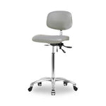 Eo2 Concepts NCR-VMBCH-CR-T1-A0-NF-CC-8567 Class 100 Cleanroom Medium Bench-Height Chair, Vinyl, Seat Tilt, Chrome Frame, Casters, Dove - 1 Each