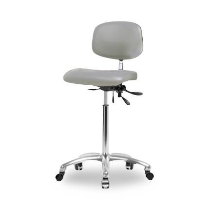 Eo2 Concepts NCR-VMBCH-CR-T1-A0-NF-CC-8567 Class 100 Cleanroom Medium Bench-Height Chair, Vinyl, Seat Tilt, Chrome Frame, Casters, Dove - 1 Each