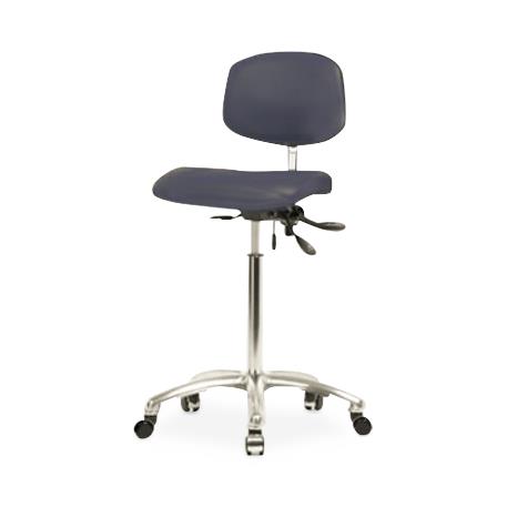 Eo2 Concepts NCR-VMBCH-CR-T1-A0-NF-CC-8582 Class 100 Cleanroom Medium Bench-Height Chair, Vinyl, Seat Tilt, Chrome Frame, Casters, Imperial Blue - 1 Each