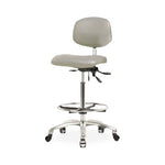 Eo2 Concepts NCR-VMBCH-CR-T1-A0-CF-CC-8567 Class 100 Cleanroom Medium Bench-Height Chair, Vinyl, Medium Back, Seat Tilt, Adjustable Foot Ring, Casters, Dove - 1 Each