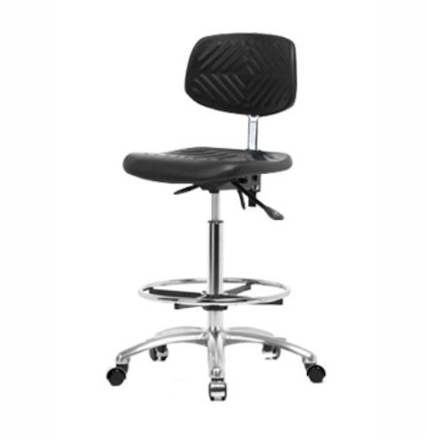 Eo2 Concepts Class 10 Cleanroom PU High-Bench Chair with Optional Seat Tilt NCR-PHBCH-CR-T0-A0-CF-CC-BLK - 1.0 Each