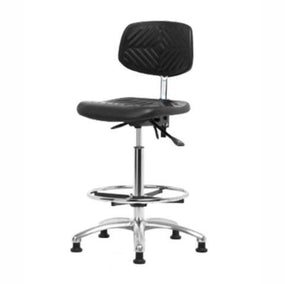 Eo2 Concepts Class 100 Cleanroom PU High Bench-Height Chairs NCR-PHBCH-CR-T1-A0-CF-RG-BLK - 1.0 Each