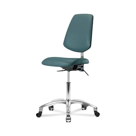 Eo2 Concepts NCR-VDHCH-MB-CR-T0-A0-CC-8546 Class 100 Vinyl Cleanroom Chair with Medium Back, Desk-Height, 18" to 23", No Seat Tilt, No Armrests, Casters, Colonial Blue - 1 Each