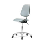 Eo2 Concepts NCR-VDHCH-MB-CR-T0-A0-CC-8567 Class 100 Vinyl Cleanroom Chair with Medium Back, Desk-Height, 18" to 23", No Seat Tilt, No Armrests, Casters, Dove - 1 Each
