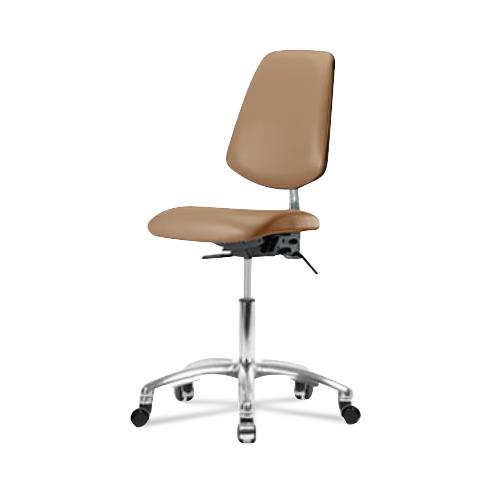 Eo2 Concepts NCR-VDHCH-MB-CR-T0-A0-CC-8584 Class 100 Vinyl Cleanroom Chair with Medium Back, Desk-Height, 18" to 23", No Seat Tilt, No Armrests, Casters, Taupe - 1 Each