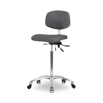 Eo2 Concepts NCR-VMBCH-CR-T1-A0-NF-CC-8605 Class 100 Cleanroom Medium Bench-Height Chair, Vinyl, Seat Tilt, Chrome Frame, Casters, Charcoal - 1 Each
