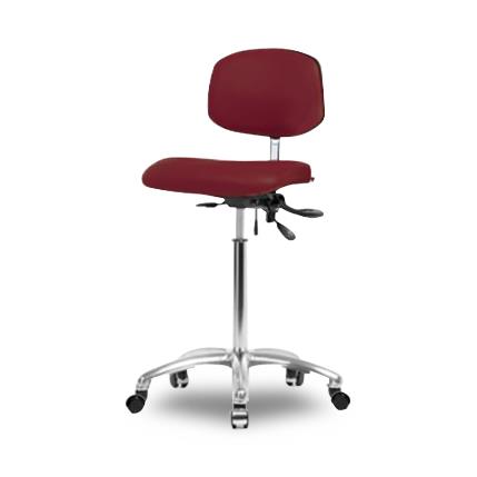 Eo2 Concepts NCR-VMBCH-CR-T0-A0-NF-CC-8569 Class 100 Cleanroom Medium Bench-Height Chair, Vinyl, Chrome Frame, Casters, Burgundy - 1 Each