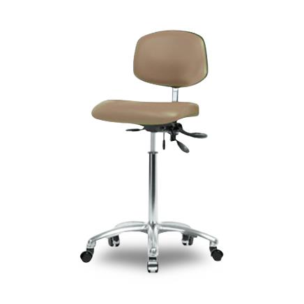 Eo2 Concepts NCR-VMBCH-CR-T0-A0-NF-CC-8584 Class 100 Cleanroom Medium Bench-Height Chair, Vinyl, Chrome Frame, Casters, Taupe - 1 Each