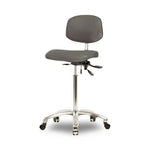 Eo2 Concepts NCR-VMBCH-CR-T0-A0-NF-CC-8605 Class 100 Cleanroom Medium Bench-Height Chair, Vinyl, Chrome Frame, Casters, Charcoal - 1 Each
