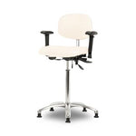 Eo2 Concepts NCR-VMBCH-CR-T0-A1-NF-RG-8501 Class 100 Cleanroom Medium Bench-Height Chair, Vinyl, Medium Back, Glides, Adobe White - 1 Each