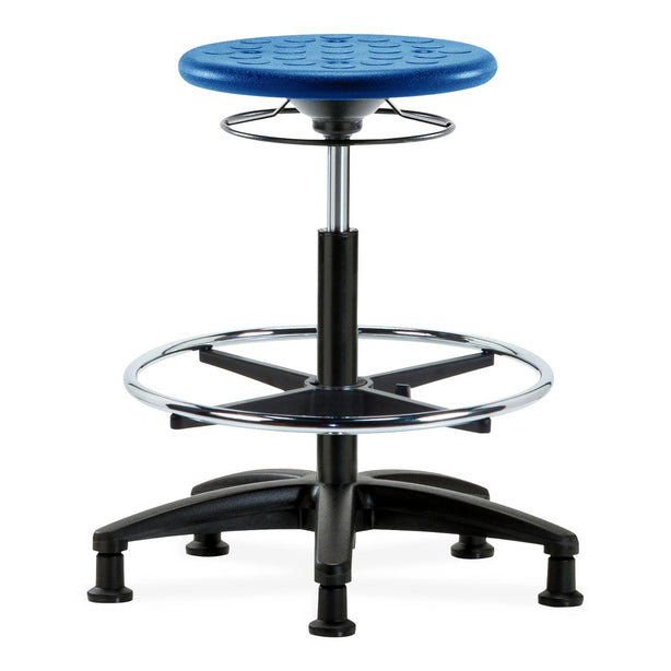 E Com Seatin Bench-Height Huron High Bench Height Stool, Polyurethane, Chrome Frame, Glides, Blue - IPHBSO-RG-CF-RG-BLU - 1 Each