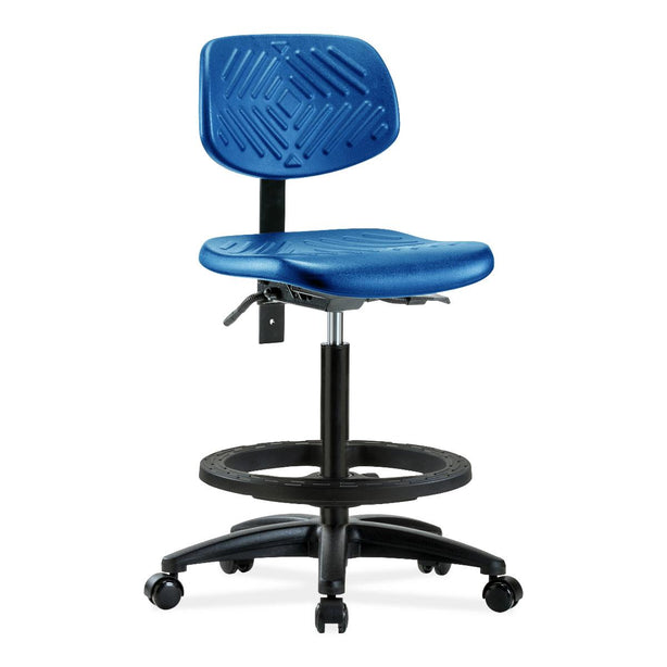 E Com Seatin, Inc. Polyurethane High Bench-Height Chairs PHBCH-RG-T0-A0-BF-RC-BLU 1.0 Each-MDL-EOCPA0BFRCBLU