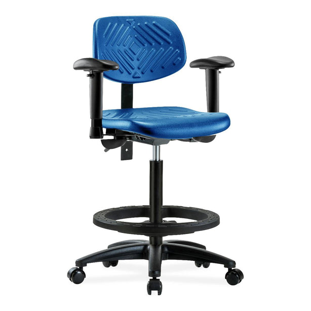 E Com Seatin, Inc. Polyurethane High Bench-Height Chairs PHBCH-RG-T0-A1-BF-RC-BLU 1.0 Each-MDL-EOCPA1BFRCBLU