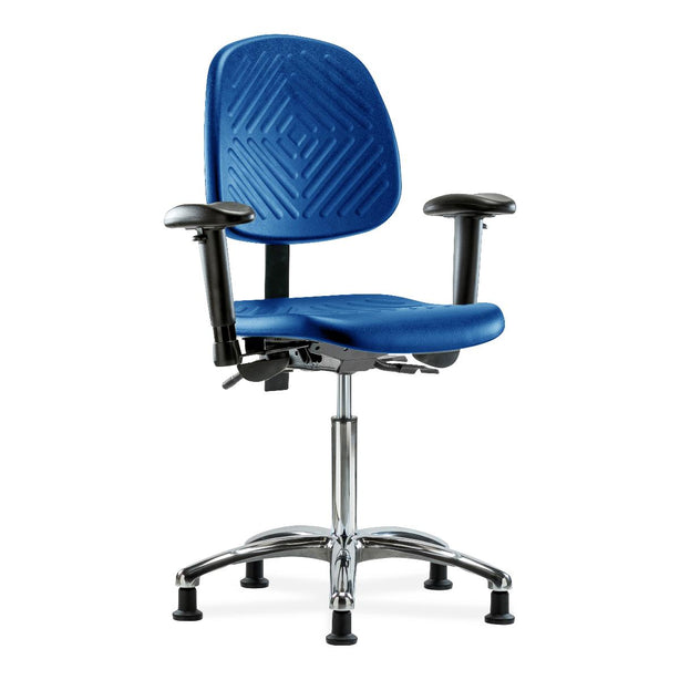 E Com Seatin, Inc. Polyurethane Medium Bench-Height Chairs PMBCH-MB-CR-T1-A1-NF-RG-BLU 1.0 Each-MDL-EOCPB1A1NGBLU