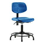 E Com Seatin Desk-Height Chair, Polyurethane, Round Base, Seat Tilt, Glides, Blue - PDHCH-RT-T1-A0-RG-BLU - 1 Each