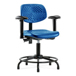 E Com Seatin Desk-Height Chair, Polyurethane, Round Base, Seat Tilt, Arms, Glides, Blue - PDHCH-RT-T1-A1-RG-BLU - 1 Each